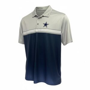 Antigua Mens Dallas Cowboys Polo Shirt XL Gray Navy Short Sleeve Golf